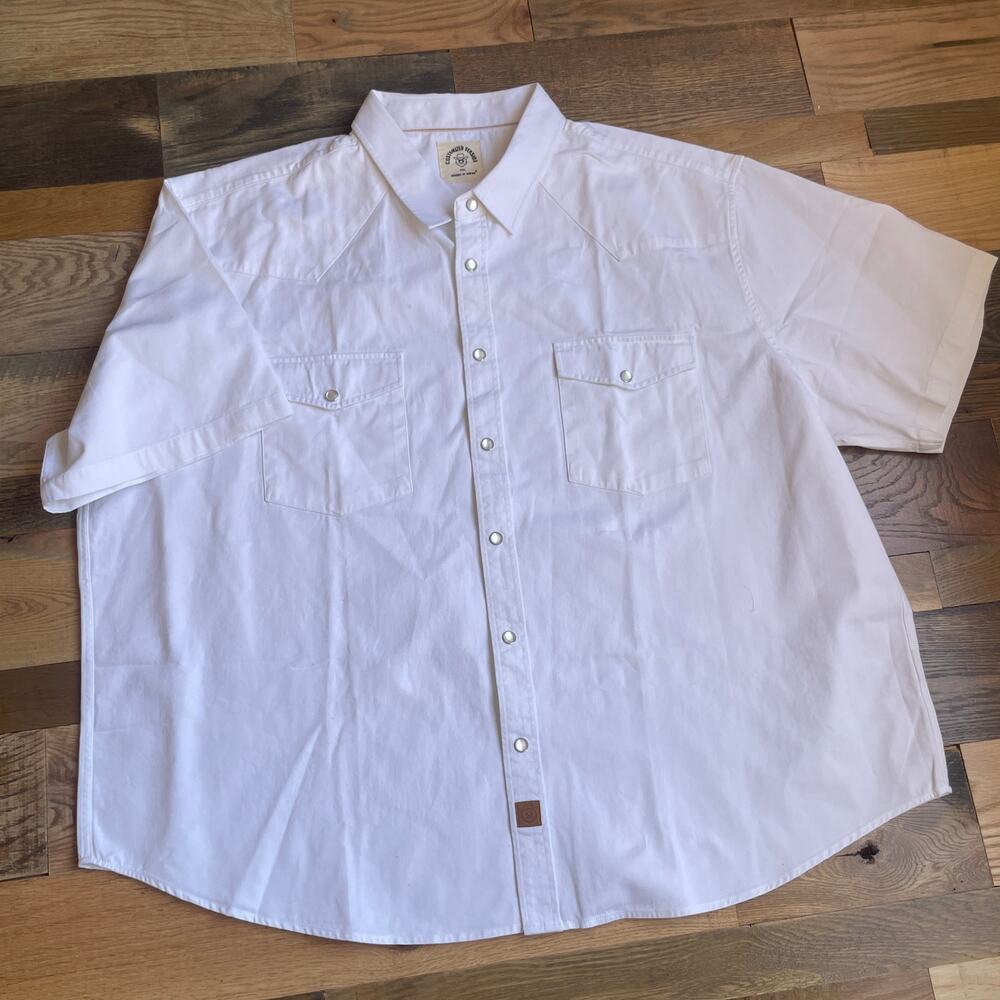 Dubinik Western Pearl Snap Shirt 4XL White Ranch Cowboy Workwear